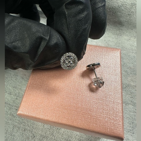 Certified Moissanite Round Stud Earrings | 925 Silver - Picture 3 of 4